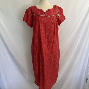 Vintage Lauhala Hawaiian Midi Dress M Hostess Luau Tropical